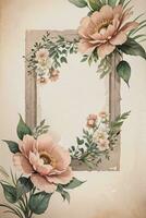 Vintage paper with flowers texture background photo