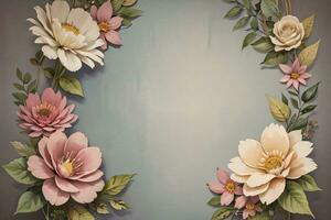 Vintage paper with flowers texture background photo