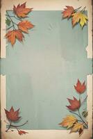 Vintage paper with leaves texture background photo