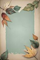 Vintage paper with leaves texture background photo