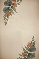 Vintage paper with leaves texture background photo