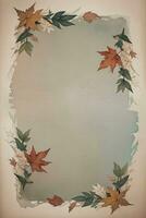 Vintage paper with leaves texture background photo