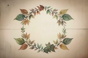 Vintage paper with leaves texture background photo