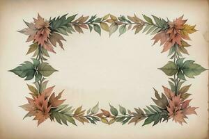 Vintage paper with leaves texture background photo