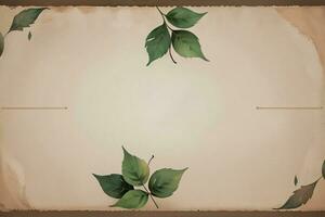 Vintage paper with leaves texture background photo