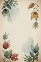 Vintage paper with leaves texture background photo