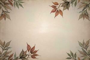 Vintage paper with leaves texture background photo