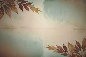 Vintage paper with leaves texture background photo