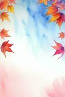 Watercolor Background for Text With Autumn Fall Leaves photo