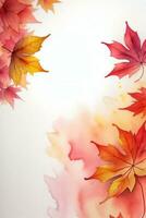 Watercolor Background for Text With Autumn Fall Leaves photo