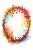 Watercolor Background for Text With Autumn Fall Leaves photo