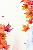 Watercolor Background for Text With Autumn Fall Leaves photo