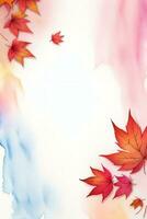 Watercolor Background for Text With Autumn Fall Leaves photo