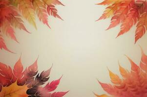 Watercolor Background for Text With Autumn Fall Leaves photo