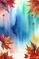 Watercolor Background for Text With Autumn Fall Leaves photo