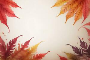 Watercolor Background for Text With Autumn Fall Leaves photo