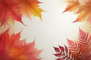 Watercolor Background for Text With Autumn Fall Leaves photo