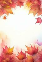 Watercolor Background for Text With Autumn Fall Leaves photo