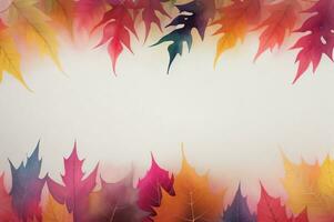 Watercolor Background for Text With Autumn Fall Leaves photo