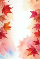 Watercolor Background for Text With Autumn Fall Leaves photo