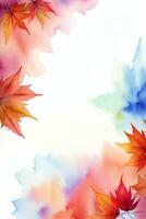 Watercolor Background for Text With Autumn Fall Leaves photo