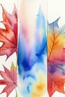 Watercolor Background for Text With Autumn Fall Leaves photo