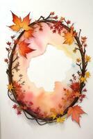 Watercolor Background for Text With Autumn Fall Leaves photo