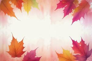 Watercolor Background for Text With Autumn Fall Leaves photo