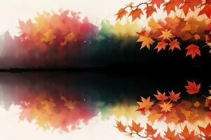 Watercolor Background for Text With Autumn Fall Leaves photo