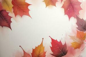 Watercolor Background for Text With Autumn Fall Leaves photo