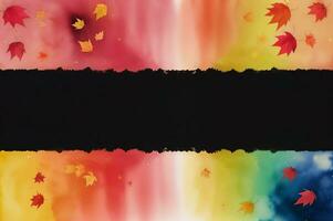 Watercolor Background for Text With Autumn Fall Leaves photo