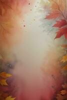 Watercolor Background for Text With Autumn Fall Leaves photo