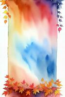 Watercolor Background for Text With Autumn Fall Leaves photo