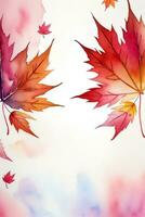 Watercolor Background for Text With Autumn Fall Leaves photo