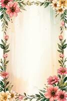 Clásico retro ambiente papel textura con acuarela flores foto