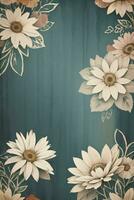 Vintage retro vibe paper texture with watercolor flowers photo