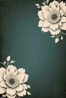 Vintage retro vibe paper texture with watercolor flowers photo