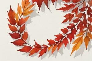 Background with Watercolor Fall Leaves photo