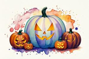 Watercolor Halloween Pumpkin Background photo