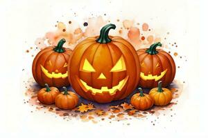 Watercolor Halloween Pumpkin Background photo