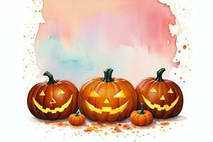 Watercolor Halloween Pumpkin Background photo