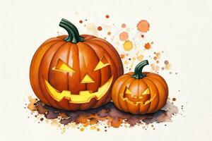 Watercolor Halloween Pumpkin Background photo