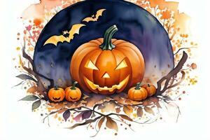 Watercolor Halloween Pumpkin Background photo