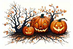 Watercolor Halloween Pumpkin Background photo