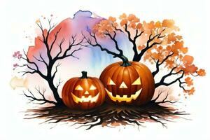 Watercolor Halloween Pumpkin Background photo