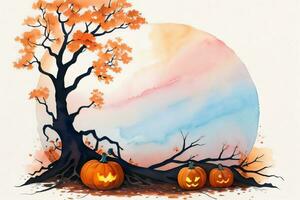 Watercolor Halloween Pumpkin Background photo