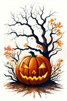 Watercolor Halloween Pumpkin Background photo