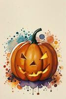 Watercolor Halloween Pumpkin Background photo