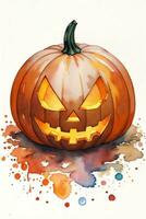 Watercolor Halloween Pumpkin Background photo