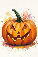 Watercolor Halloween Pumpkin Background photo